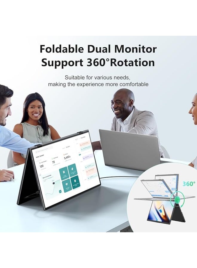 MAGICRAVEN Portable Dual Monitor, Portable Laptop Monitor, USB C Computer Screen, Gaming Display with Speakers, Travel Monitor for Laptop PC Phone  - Image 4