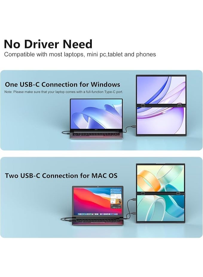 MAGICRAVEN Portable Dual Monitor, Portable Laptop Monitor, USB C Computer Screen, Gaming Display with Speakers, Travel Monitor for Laptop PC Phone  - Image 3