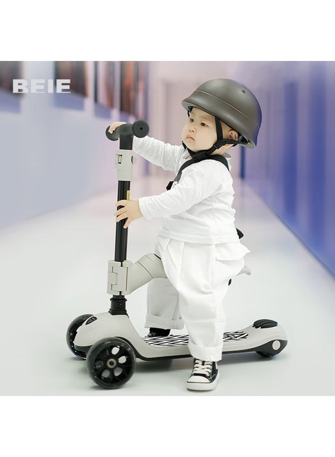 Beie Scooter For Ages 1-14, Foldable And Detachable Seat, Two-in Design, Mica Gray - Image 1
