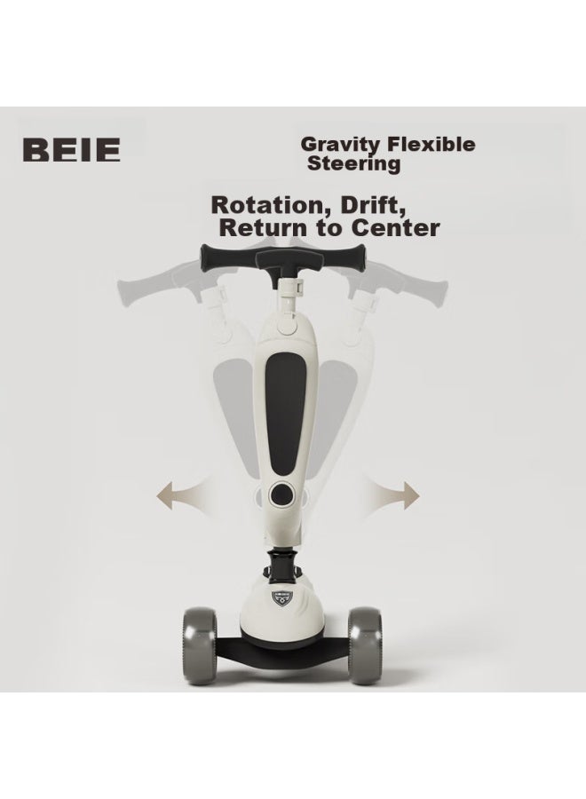 Beie Scooter For Ages 1-14, Foldable And Detachable Seat, Two-in Design, Mica Gray - Image 2