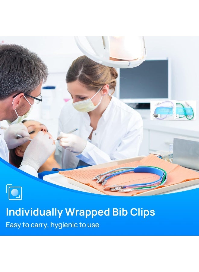 JMU Dental Bib Clips Autoclavable 10 Pcs, Silicone Bib Holders Clips Individually Wrapped Napkin Clips, Blue - Image 4