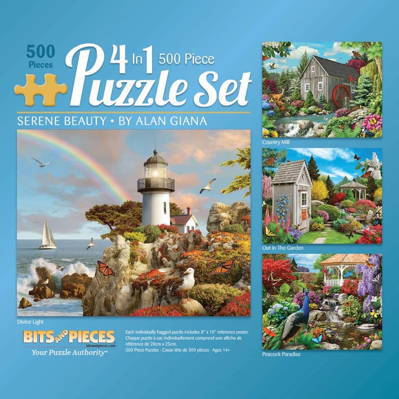 Bits and Pieces  4in1 MultiPack 500 Piece Jigsaw Puzzles for Adults  Serene Beauty by Artist Alan Giana Four Different Puzzles Completed Puzzle Size 16 x 20 - Image 2