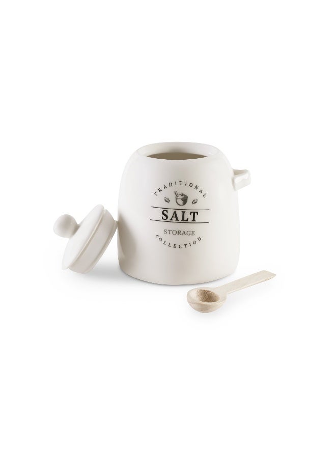 Pan Home Zira Salt Canister With Spoon 700Ml - White - Image 1