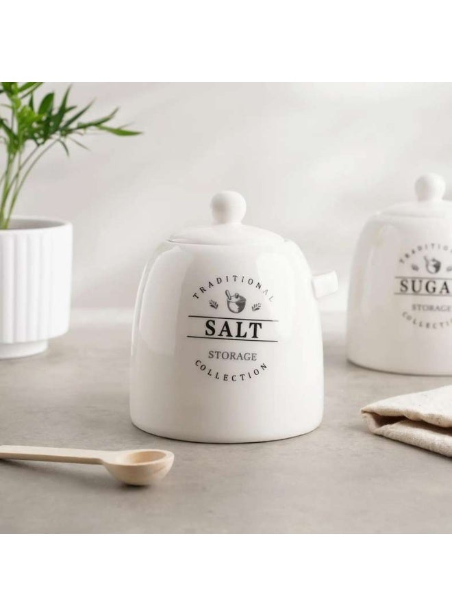 Pan Home Zira Salt Canister With Spoon 700Ml - White - Image 1