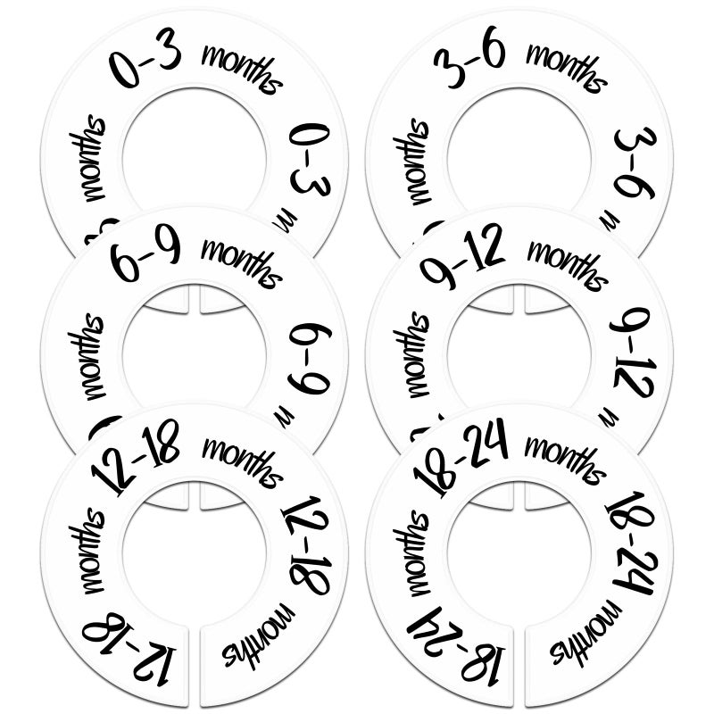 Pro Goleem Baby Closet Dividers Unisex Baby Closet Organizer for Nursery Baby Clothes Size Age Dividers Fits 15 Rod 6 PCS