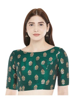 Studio Shringaar Studio Shringaar Women's Polyester Elbow Length Sleeves Saree Blouse (S2359_Green_34)  - Image 1
