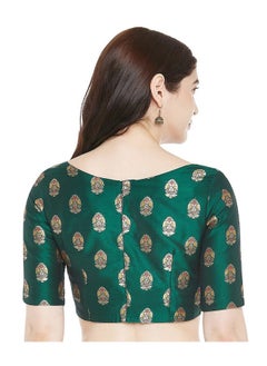 Studio Shringaar Studio Shringaar Women's Polyester Elbow Length Sleeves Saree Blouse (S2359_Green_34)  - Image 3