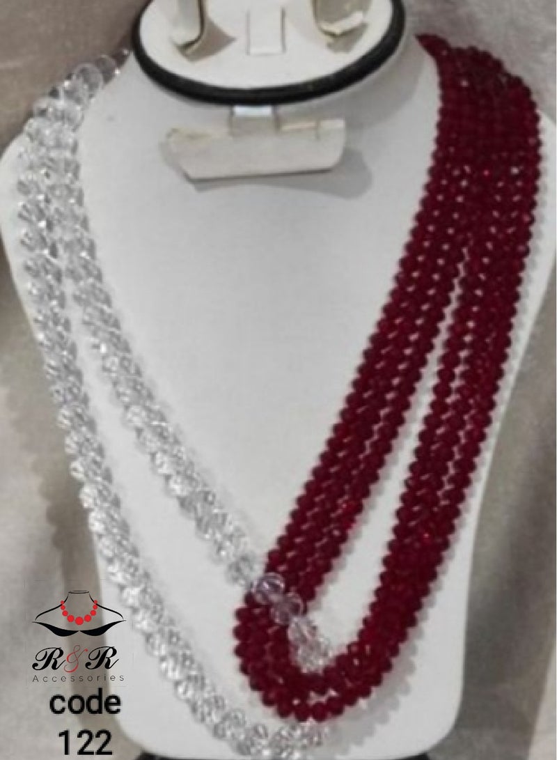 R&R Multi-role women's necklace of red and transparent crystal