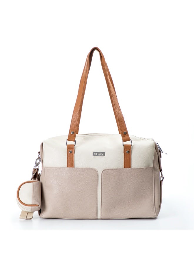 جيكل Jikel Diaper Bag With Changing Mat Pacifier and Bottle Storage - Beige - Image 1