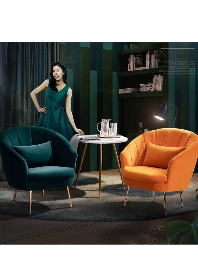 Golden Lazy Armchair Sofa Single Sofa Relaxing Sofa Chair Modern Luxurious Recliner Sofa Round Couch Comfy Side Chair Contemporary Velvet Club Chair 70x67x77 cm - Image 3