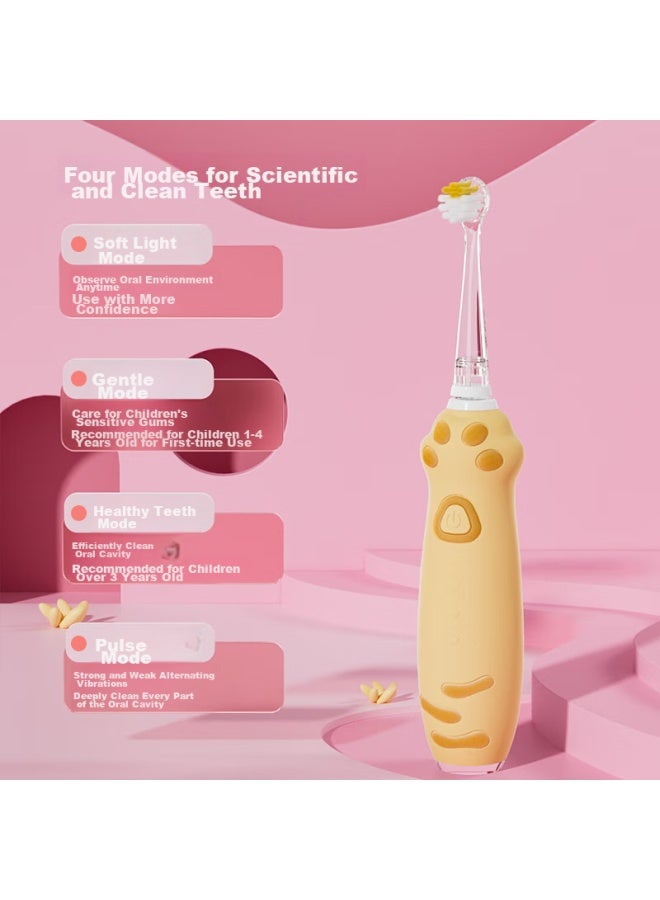 Kuta Children's Electric Toothbrush For Ages 1-6, Ultrasonic Soft Bristles, Waterproof Design K5 Cat Paw Golden Gradient - Image 3