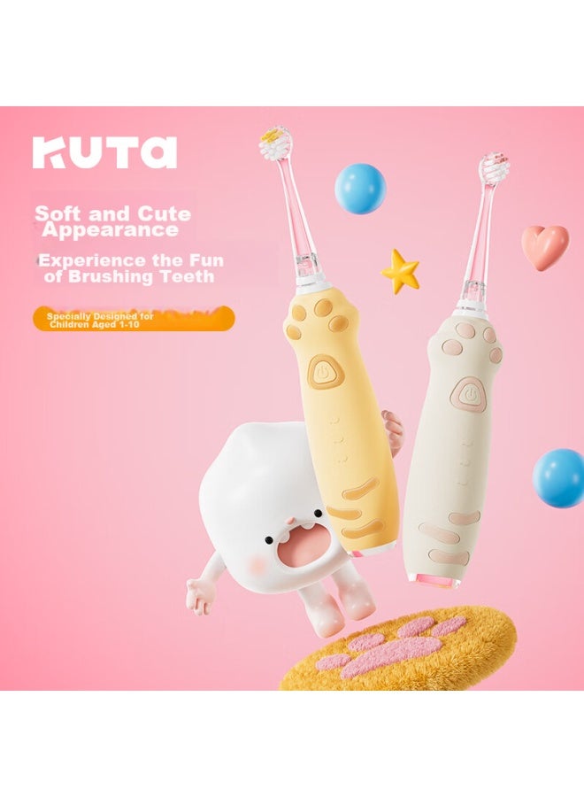 Kuta Children's Electric Toothbrush For Ages 1-6, Ultrasonic Soft Bristles, Waterproof Design K5 Cat Paw Golden Gradient - Image 5