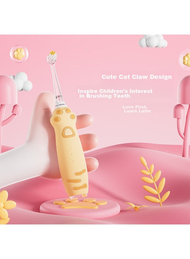 Kuta Children's Electric Toothbrush For Ages 1-6, Ultrasonic Soft Bristles, Waterproof Design K5 Cat Paw Golden Gradient - Image 1