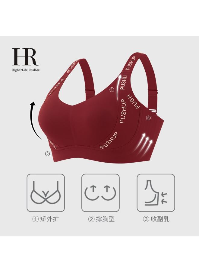 Hr Large Bust Minimizing Bra Women's Red Rabbit Ear Cup Bra Year Of The Horse Gift Ancola Red M - Image 1