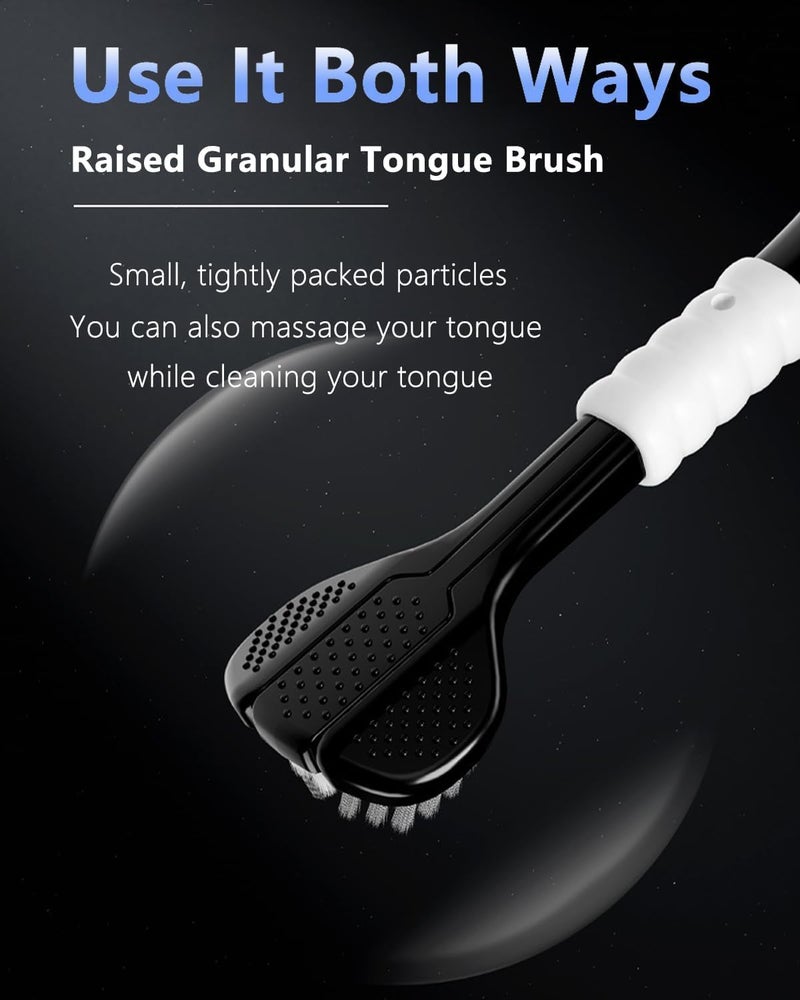 PIXELERA 3-Sided Manual Toothbrush for Adults, Soft Bristles with Tongue Cleaner, 6 Pieces, Multicolor - Image 4