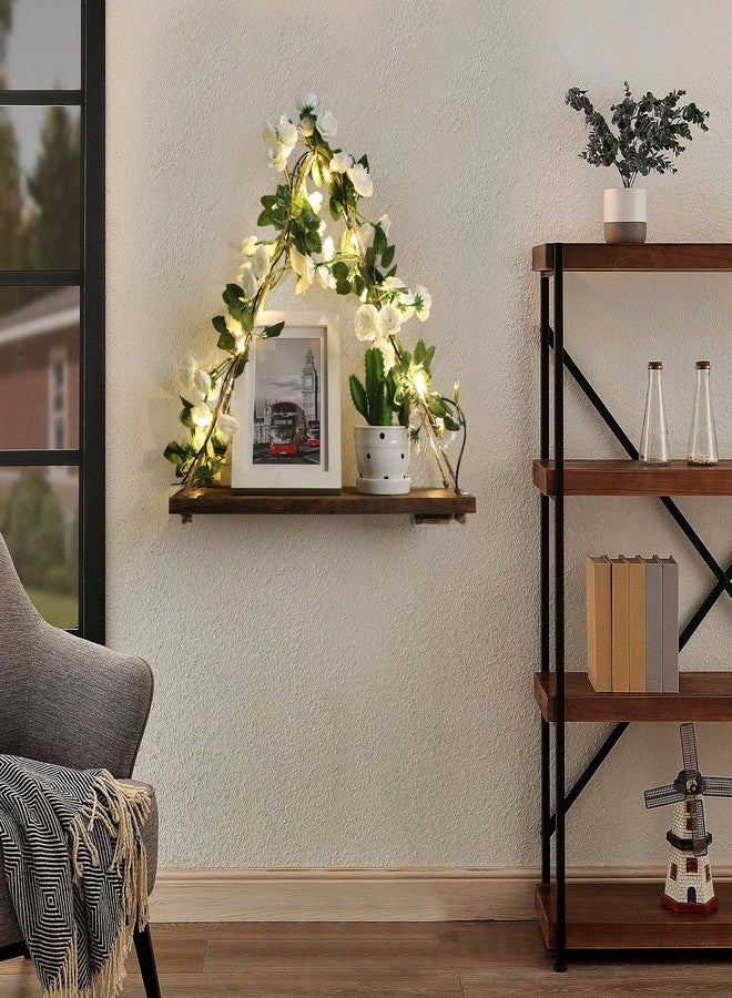 Forest Angle Shelf for Wall,Floating Shelves,Floating Shelves for Wall No Drilling,Adhesive Shelves,Command Strip Shelf,Bedroom Decor Aesthetic,Room Decor Aesthetic,2-Piece Set(White Flower) - Image 4