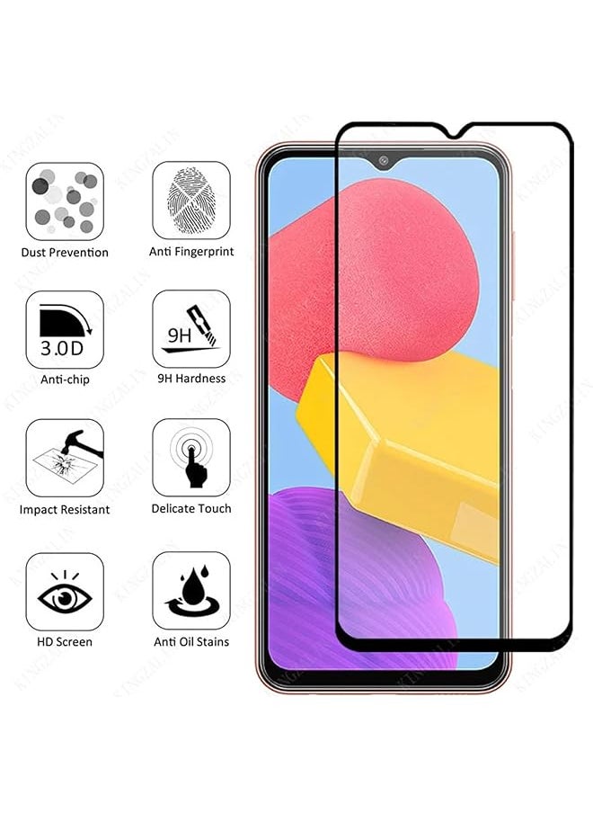 إيروريكس - 1+2 قطعة متوافقة مع حافظة سامسونج جالكسي M13 Lte 4G وواقي شاشة من الزجاج المقوى وغطاء ناعم مضاد للخدش ومضاد للتصادم باللون الأزرق - Image 1