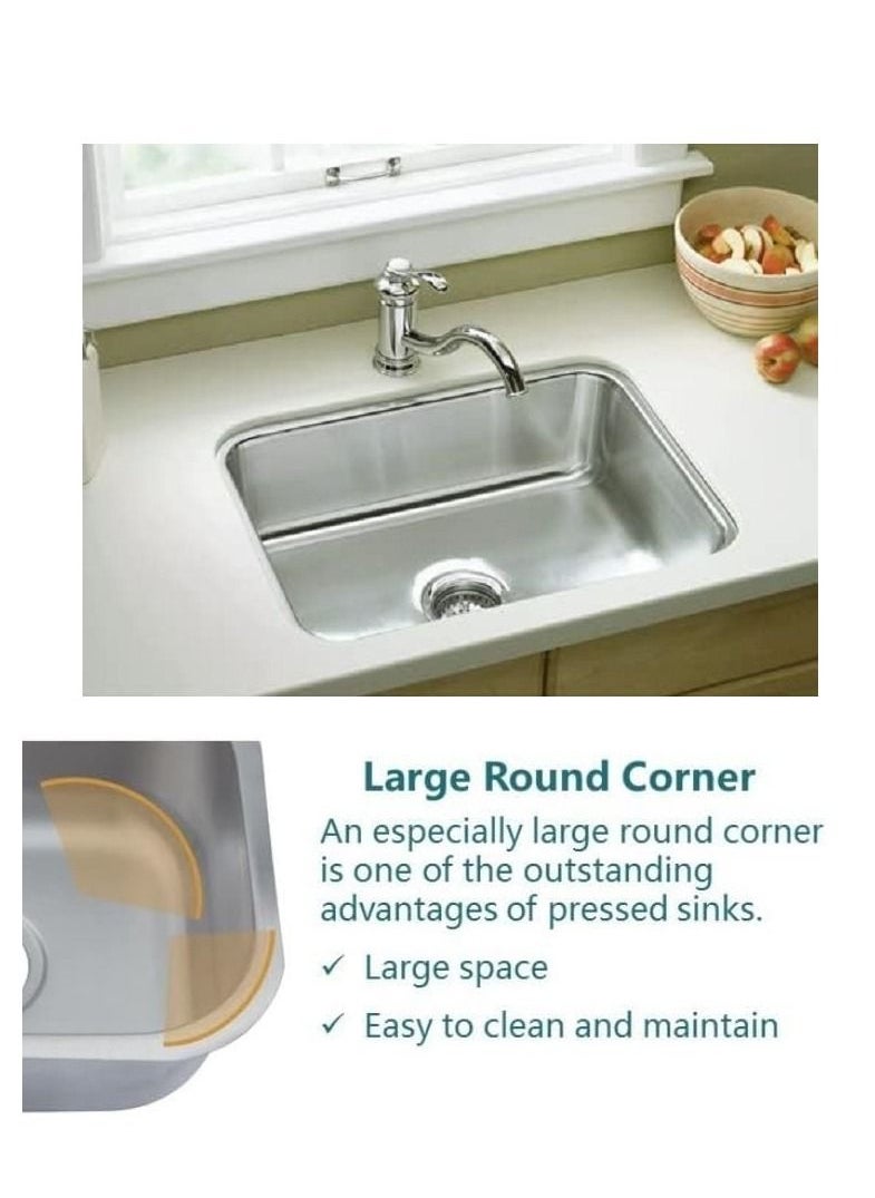 168 - Stainless steel kitchen sink, 43 x 53 cm, thickness 06 mm - Image 1