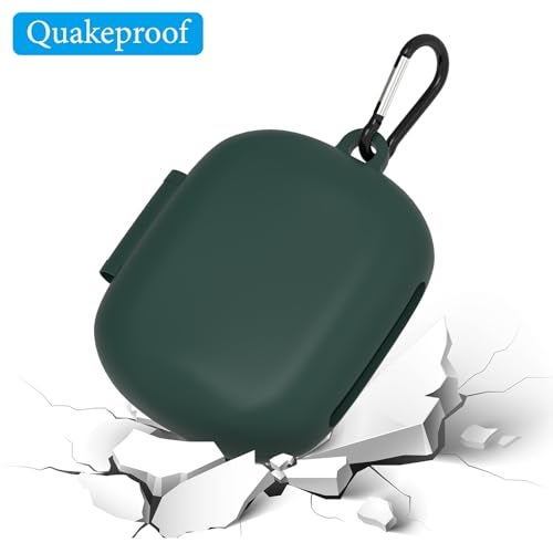 Geekria Silicone Case Cover Compatible with Soundcore by Anker AeroFit 2 True Wireless Earbuds Protective Earphones Skin Cover with Keychain Hook Charging Port Accessible Green - Image 3