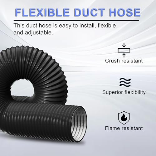 HYITCL 4 Inch Flexible Ducting Hose 8 Feet Black Aluminum Ducting -4 Layer Protection Dryer Vent Hose for HVAC Heating Cooling Ventilation and Exhaust, 2 Clamps Included - Image 4