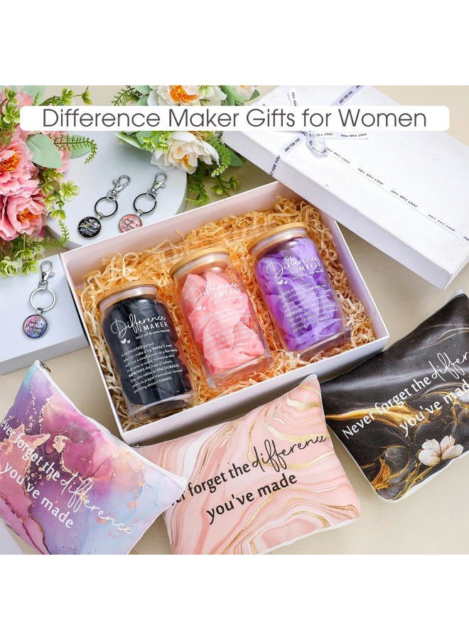 Hoolerry 9 Pcs Thank You Gifts for Women 16oz Glass Cup Motivational Pouch Employee Appreciation Keychain for Coworkers (Difference Maker) - Image 5