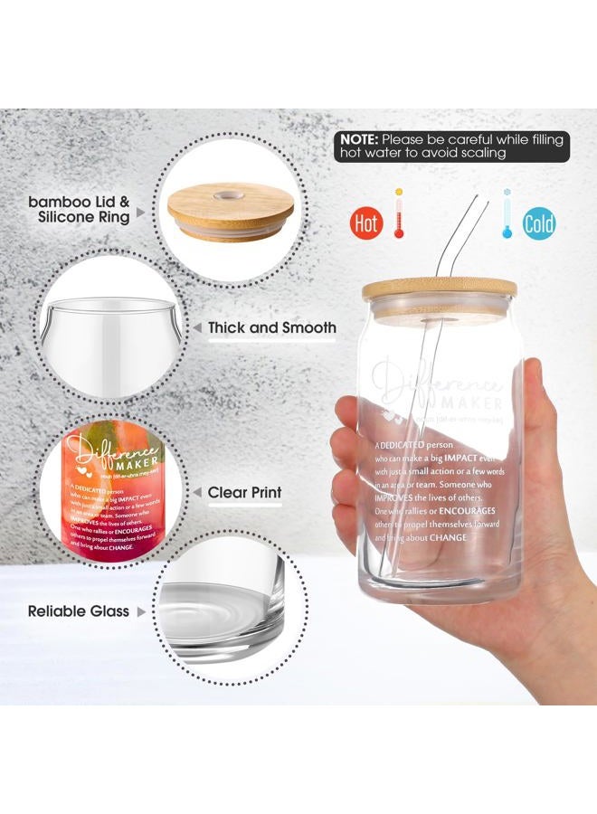 Hoolerry 9 Pcs Thank You Gifts for Women 16oz Glass Cup Motivational Pouch Employee Appreciation Keychain for Coworkers (Difference Maker) - Image 3