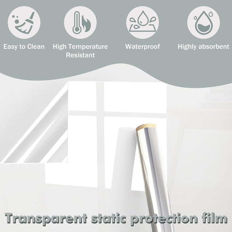 KAPIX Transparent Kitchen Wall Protection Film, Self-Adhesive Waterproof Wallpaper| Tile Cover- Self Adhesive Clear Furniture Wall Film (24 Inch X 1.21 Mtr) - Image 4