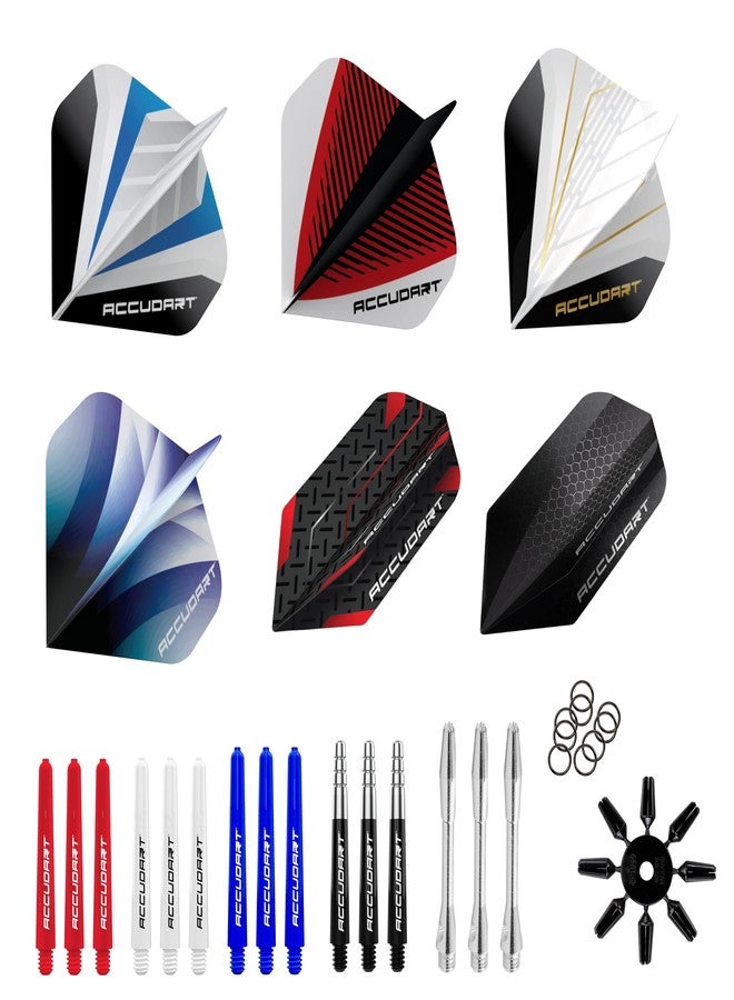 Accudart Dart Tune‑Up Kit – Flights, Shafts, Flight Protectors, Spring Clips, O‑Rings & Dart Tool – Complete Dart Accessory Set for Steel or Soft Tip Darts - Image 1