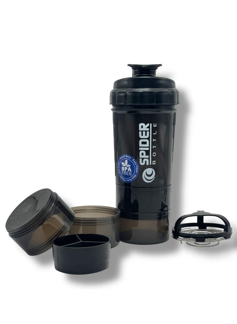 QSHOP Qshop Premium Protein Shaker Bottle for Gym with Storage Organizer for Medicine and Protein Powder, Sports 3-Layer Leak Proof Lid and Twist Lock Container BPA Free  - Image 1