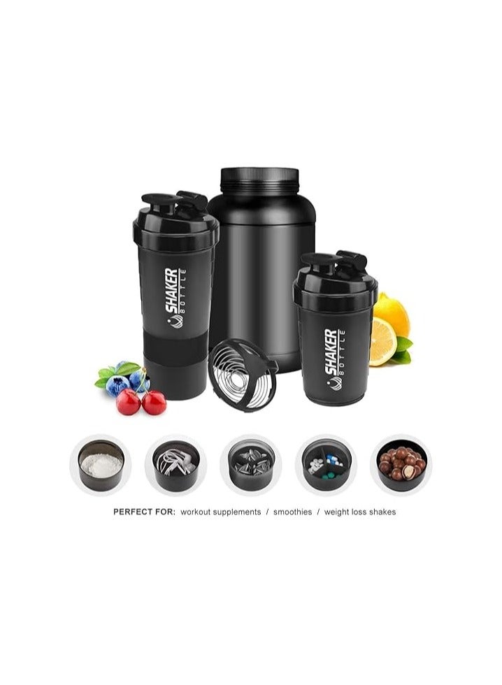 QSHOP Qshop Premium Protein Shaker Bottle for Gym with Storage Organizer for Medicine and Protein Powder, Sports 3-Layer Leak Proof Lid and Twist Lock Container BPA Free  - Image 3