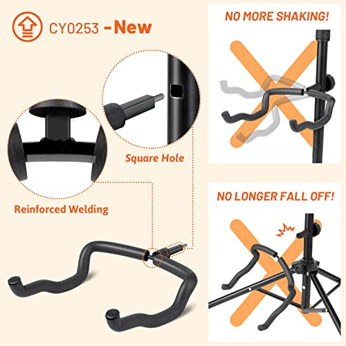 CAHAYA Guitar Stand Floor for Acoustic Electric Classical Guitars Bass Banjo Height Adjustable Guitar Tripod Stand Black Upgraded Version - Image 3