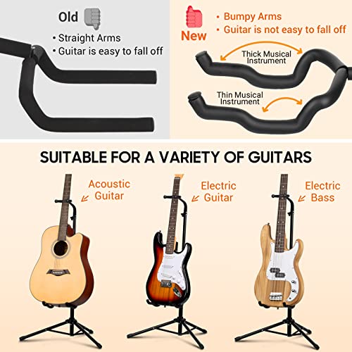 CAHAYA Guitar Stand Floor for Acoustic Electric Classical Guitars Bass Banjo Height Adjustable Guitar Tripod Stand Black Upgraded Version - Image 5