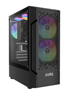 GAMDIAS AURA PC Case, ATX Gaming Computer Cases, Mid Tower, Tempered Glass Panel, Airflow Gradient Mesh Front, Pre-install 3 x 120 mm FRGB Fan, Black - pzsku/Z8C8442A7B3459912E882Z/45/_/1737294813/c1d1b55b-8e12-4273-ab9f-76cfff5787db