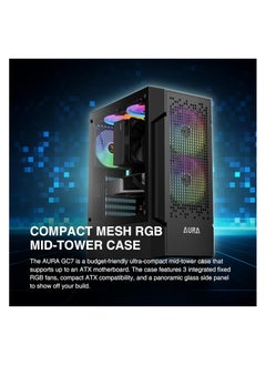 GAMDIAS AURA PC Case, ATX Gaming Computer Cases, Mid Tower, Tempered Glass Panel, Airflow Gradient Mesh Front, Pre-install 3 x 120 mm FRGB Fan, Black - pzsku/Z8C8442A7B3459912E882Z/45/_/1737294823/7e11e4aa-cb2c-4388-8ce2-85936f389a79