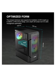 GAMDIAS AURA PC Case, ATX Gaming Computer Cases, Mid Tower, Tempered Glass Panel, Airflow Gradient Mesh Front, Pre-install 3 x 120 mm FRGB Fan, Black - pzsku/Z8C8442A7B3459912E882Z/45/_/1737294834/114bea72-336a-48e8-9369-f15866140d1f