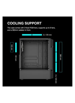 GAMDIAS AURA PC Case, ATX Gaming Computer Cases, Mid Tower, Tempered Glass Panel, Airflow Gradient Mesh Front, Pre-install 3 x 120 mm FRGB Fan, Black - pzsku/Z8C8442A7B3459912E882Z/45/_/1737294843/298f2a03-2806-4e3a-b20a-6da8cae58fbd