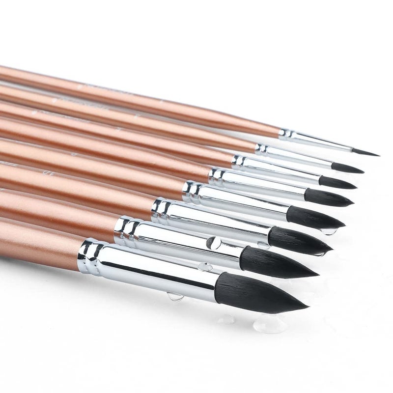 Transon 8pcs Round Watercolor Paint Brush Set Goat Hair for Watercolors,Acrylics,Inks,Gouache,Oil and Tempera - Image 2