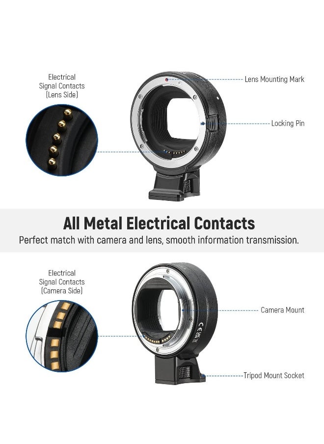 Generic - EF to EOS R Mount Adapter, EF/EF-S Lens to RF Mount Camera Autofocus Converter Ring Compatible with Canon EOS R Ra RP R6 Mark II R6 R5 R3 R7 R10 R8 R50 - Image 1