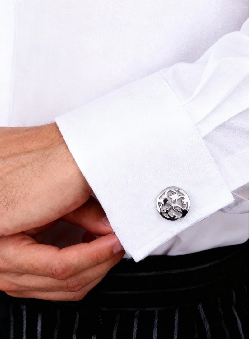 DB Innov. Cufflinks, Silver Hollowed-out Design Cufflinks, 2 PCS for One Set Premium Copper Jewelry Specially Design for Men's Shirt Wedding Business Gift with Delicate Package Box. - Image 2
