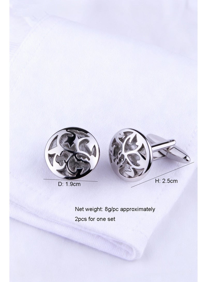DB Innov. Cufflinks, Silver Hollowed-out Design Cufflinks, 2 PCS for One Set Premium Copper Jewelry Specially Design for Men's Shirt Wedding Business Gift with Delicate Package Box. - Image 4