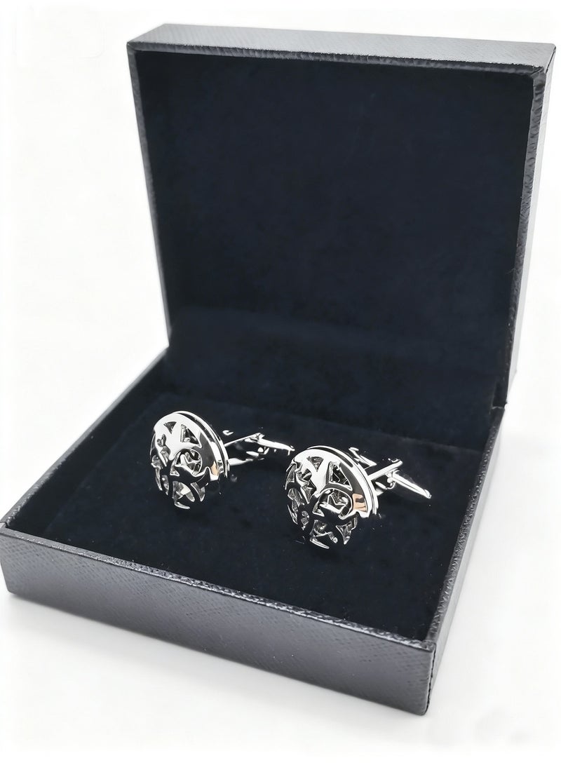DB Innov. Cufflinks, Silver Hollowed-out Design Cufflinks, 2 PCS for One Set Premium Copper Jewelry Specially Design for Men's Shirt Wedding Business Gift with Delicate Package Box. - Image 5