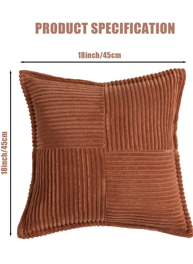 Oasisgalore 2 Pack Rust Corduroy Pillow Covers 18x18", Terracotta Home Decor for Couch, Bed, Living Room  - Image 2