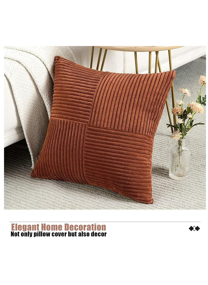 Oasisgalore 2 Pack Rust Corduroy Pillow Covers 18x18", Terracotta Home Decor for Couch, Bed, Living Room  - Image 3