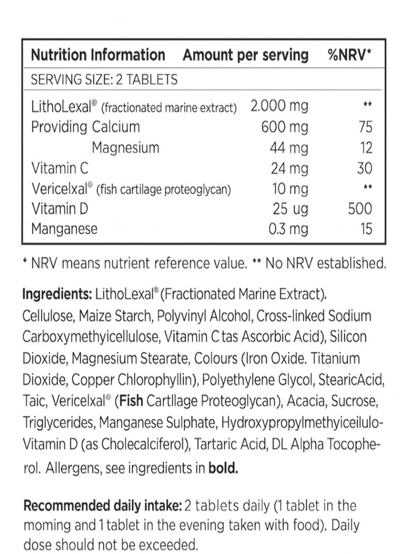 LithoLexal Joint Health Food Supplement with Plant-Based Calcium, Magnesium, Vitamins D and C  60 tablets - Image 2