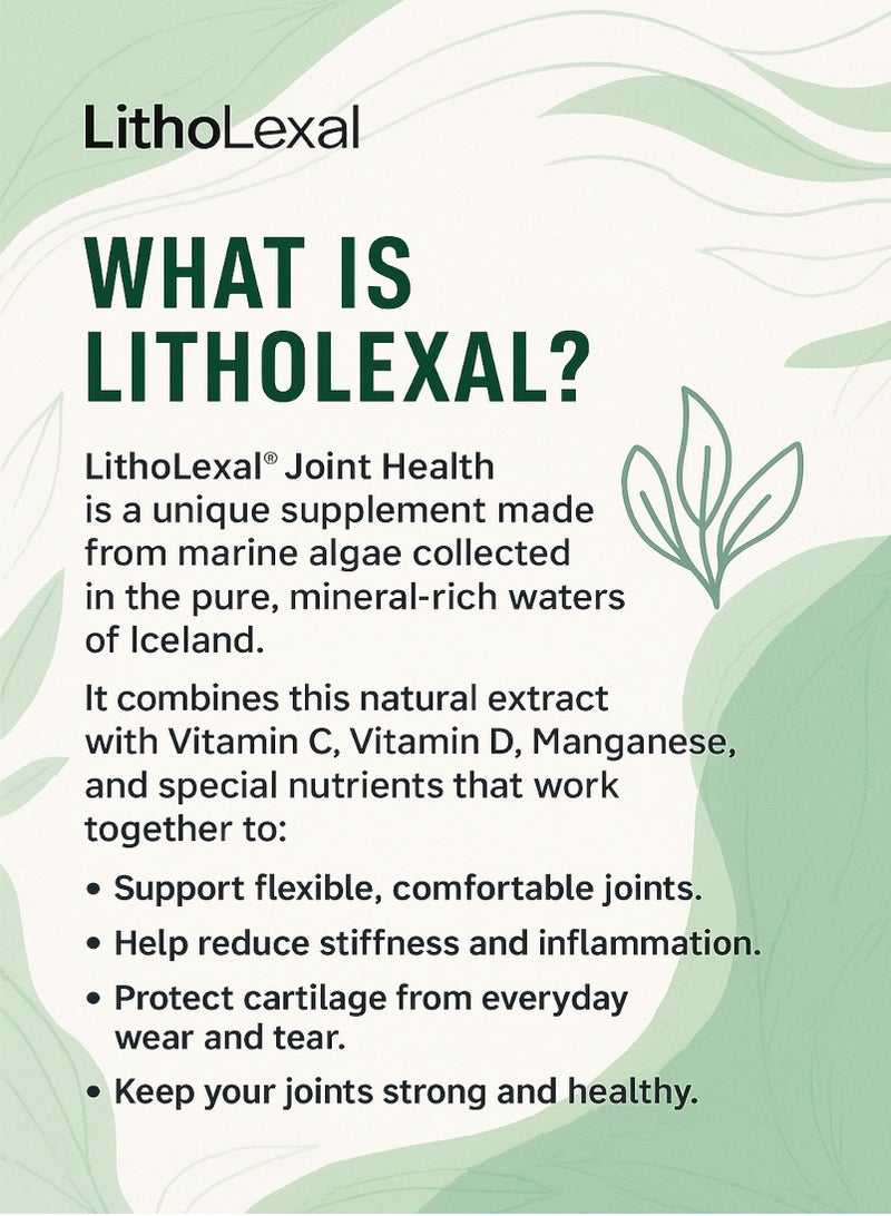 LithoLexal Joint Health Food Supplement with Plant-Based Calcium, Magnesium, Vitamins D and C  60 tablets - Image 3