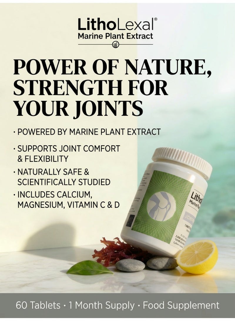 LithoLexal Joint Health – Marine Plant-Based Calcium Complex with Magnesium,Vitamin D3,C,Manganese & Fish Cartilage for Healthy Joints and to Support Collagen Formation – 60 Capsules - Image 5