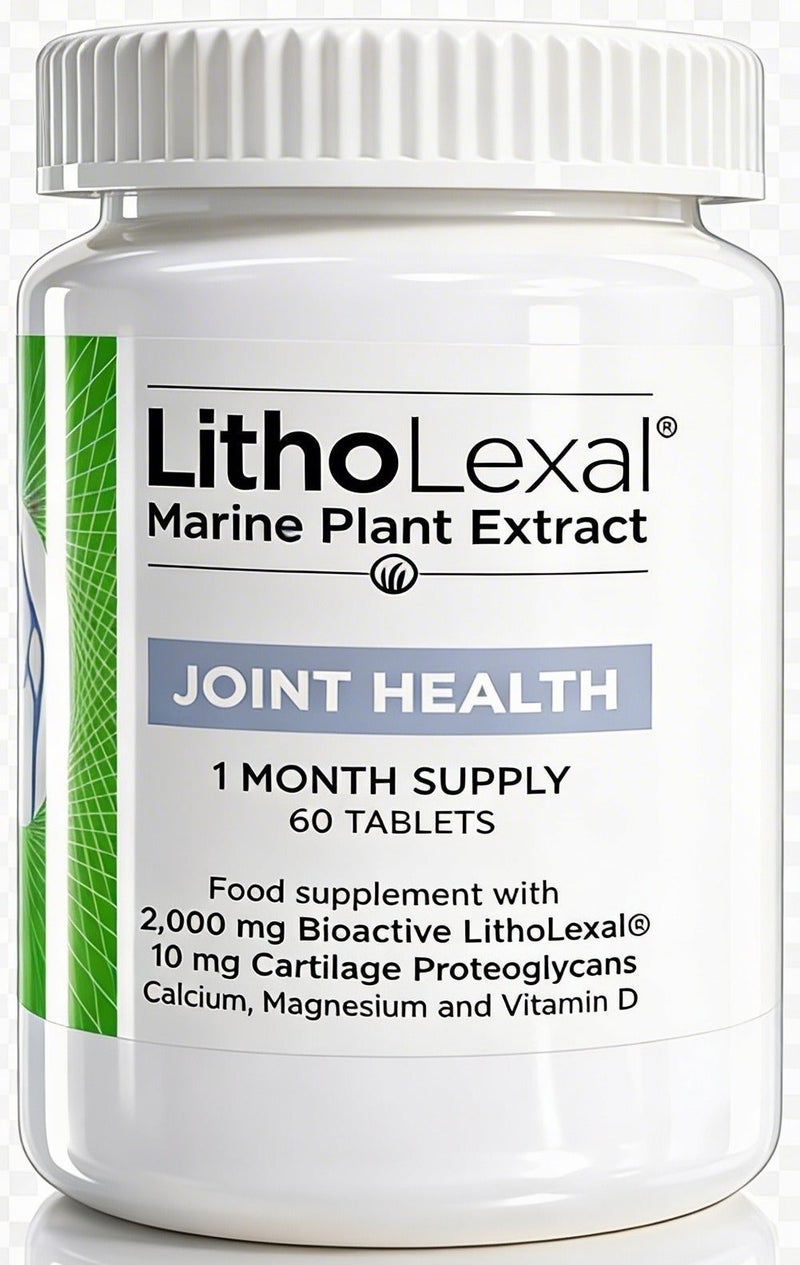 LithoLexal Joint Health – Marine Plant-Based Calcium Complex with Magnesium,Vitamin D3,C,Manganese & Fish Cartilage for Healthy Joints and to Support Collagen Formation – 60 Capsules - Image 1