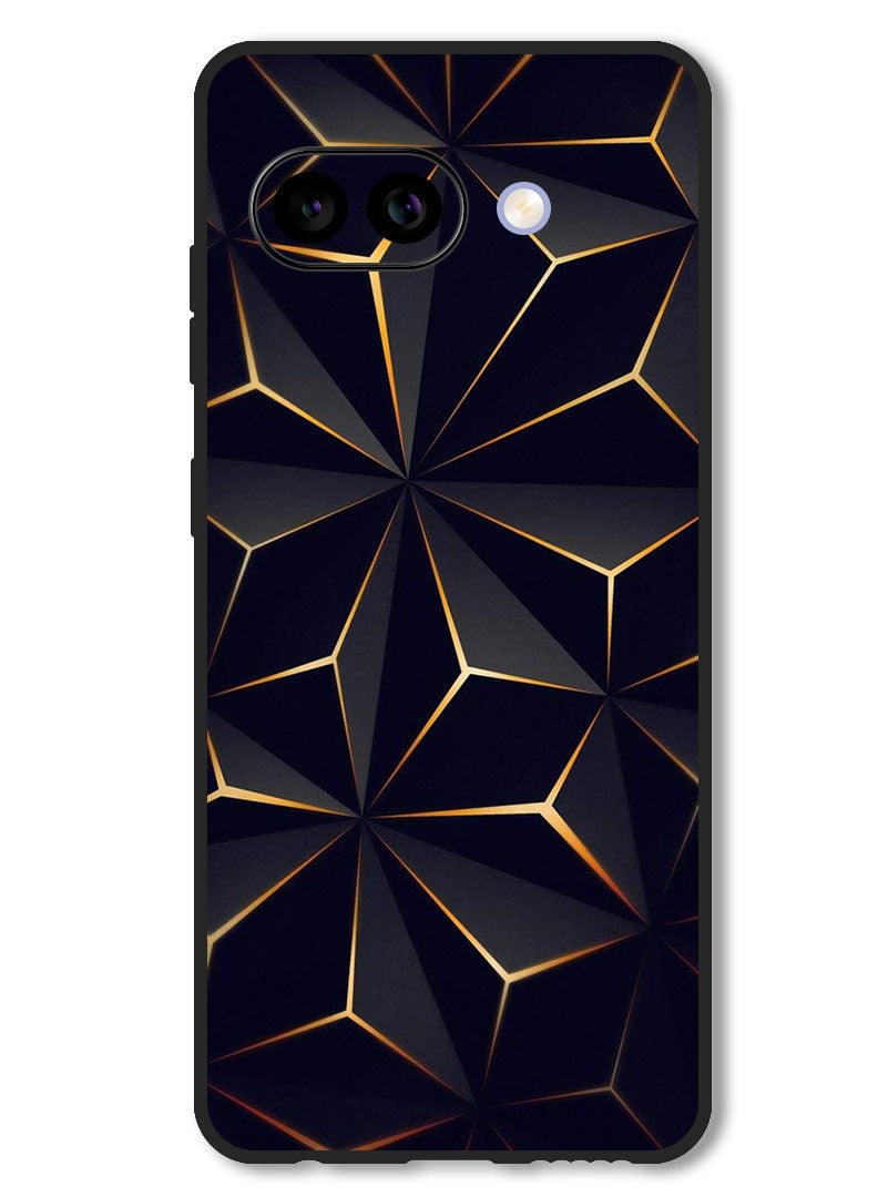 Theodor Case Compatible with Google Pixel 9A Protection Shockproof Bumper Cover Black Gold Patter - Image 1