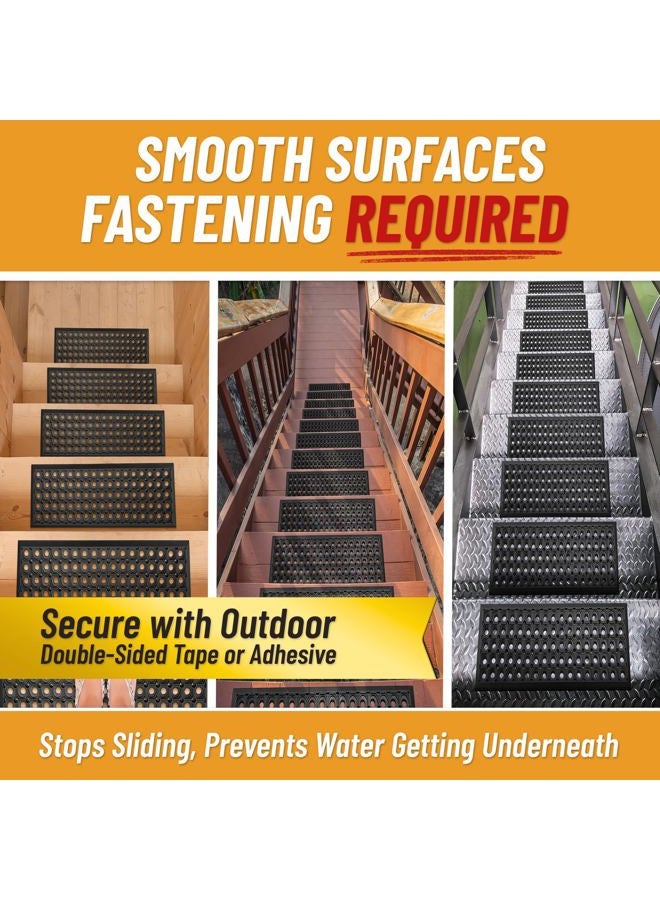 Ottomanson Indoor/Outdoor Hose-Wash Holes Design Non-Slip Rubber 10" x 30" Modern Stair Treads for Stairs, Garage, Patio, 5 Pack, Black Holes - Image 5