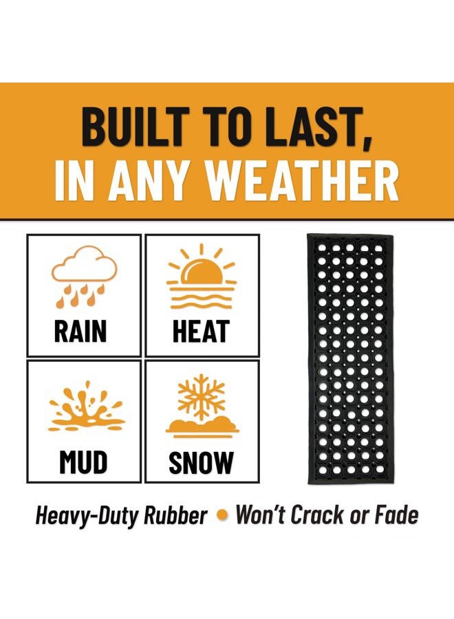 Ottomanson Indoor/Outdoor Hose-Wash Holes Design Non-Slip Rubber 10" x 30" Modern Stair Treads for Stairs, Garage, Patio, 5 Pack, Black Holes - Image 3